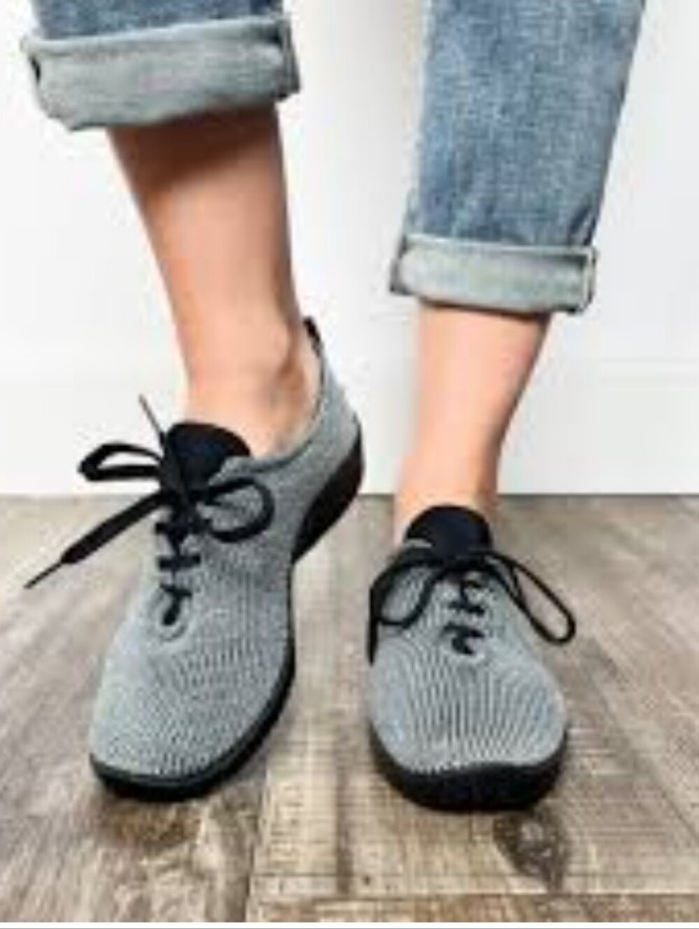 Arcopedico Blue/Grey Knit Lace-Up Sneakers with Black Trim Size 41